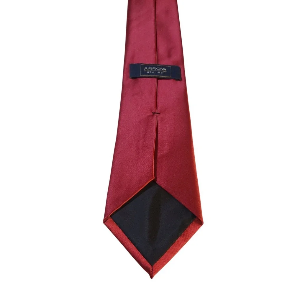 Arrow Mens Tie Necktie Designer Luxury‎ Solid Red Satin Formal Power Preppy